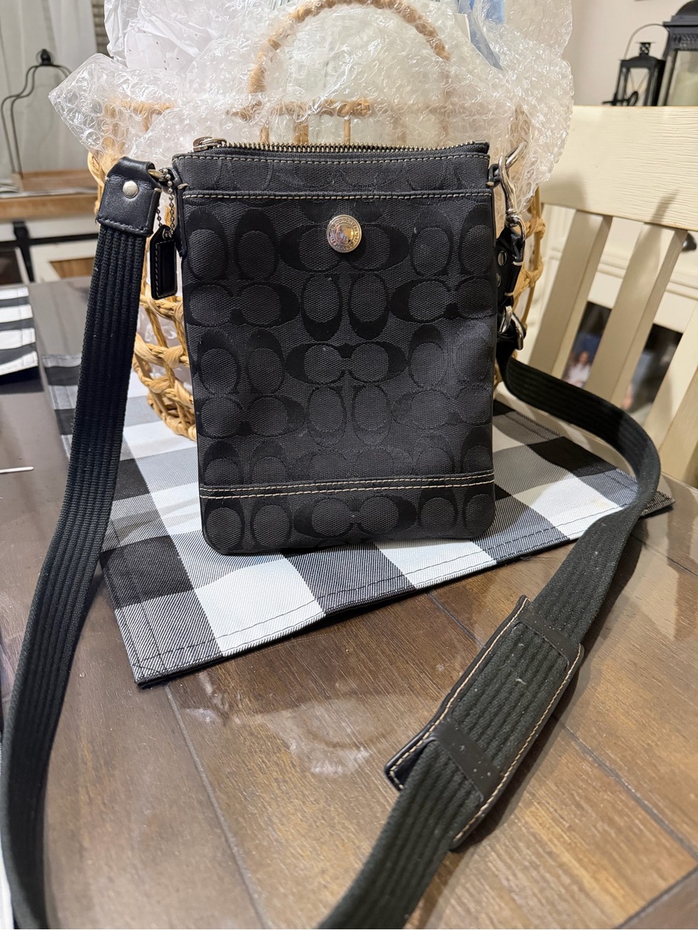 Coach Black Signature Jacquard Crossbody Messenger